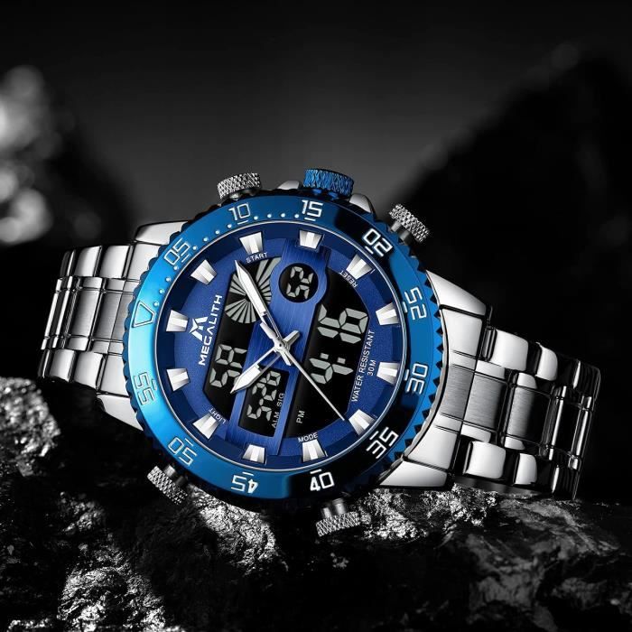 Montre Homme Digitale Etanche Sport Montre Hommes Acier Inoxydable