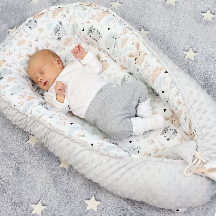 Reducteur de lit bebe 90x50 cm - cale bebe pour lit bebe cocoon chouettes  et lapins avec gris clair - Cdiscount Puériculture & Eveil bébé