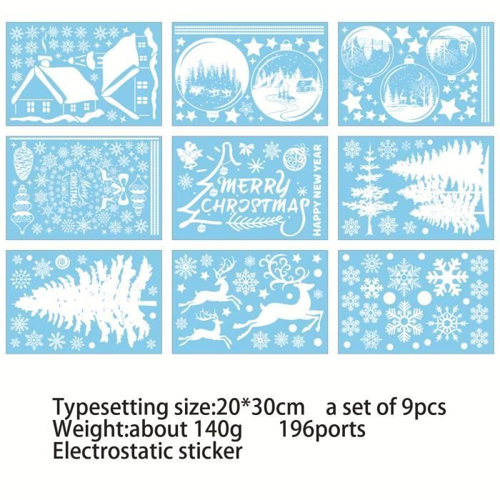 Autocollants Fenêtre Noël 2026 - Motif Sapin Et Flocons De Neige Dorés, Décoration PVC Statique