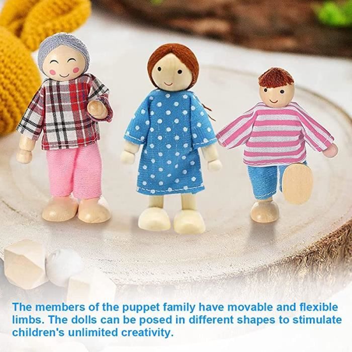 Jzszera 8Pcs Mini Poupées Articulées Marionnettes en Bois Jouets poupées  Familiales Poupées Familiales : : Jeux et Jouets