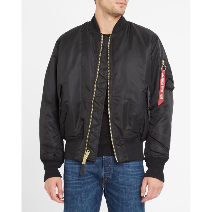 Bombers MA 1 Original Nylon pour homme ALPHA INDUSTRIES Noir Coupe surdimensionne
