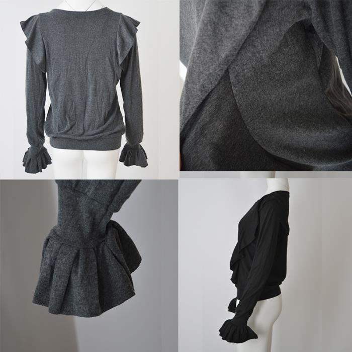 Sweat-shirt Femme Manches Longues Col Rond - Coupe Tunique Oversize, Rayures Sur Manches - En Coton/polyester, Décontracté - 12