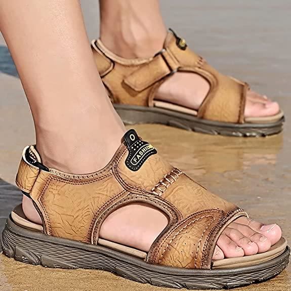 Sandales Homme Cuir Confort Sandales t Brun C 47 Brun