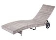 Chaise longue bain de soleil en poly-rotin gris avec oreiller gris foncé-3