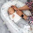 Réducteur Lit Bébé 90x50 cm - Matelas Cocoon Cale Bebe pour Lit Baby Nest Coton avec Minky Gris avec Coton Gris-blanc-3