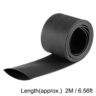 QUARKZMAN 50mm Dia 80mm Plat Largeur 3.3ft 2:1 Gaine Thermoretractable Chaleur Rétractable Tube Électrique Isolation Pour Équipement électrifié, Noir