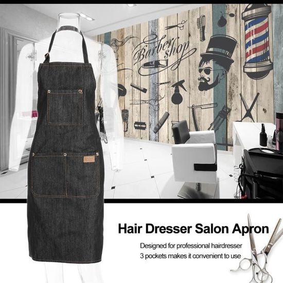 Tablier Coiffure Professionnel Salon de coiffure Outil en Jean Noir 3  poches de haute qualité - Cdiscount Au quotidien