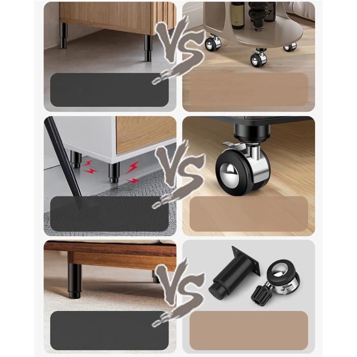 Lot de 4 Pieds de Meubles Noirs Pieds Support Armoires Pieds Canapé