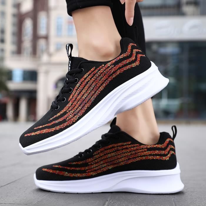 Basket Femme Chaussures Sport Feminine Respirante Noir Lacets Cdiscount Chaussures