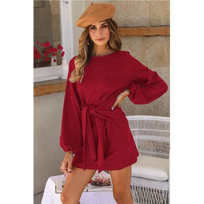 Robe rouge courte manche longue outlet