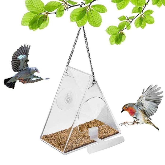 SALALIS fournitures pour oiseaux Mangeoire à Oiseaux Acrylique jardin  protection Mangeoire acrylique transparente triangulaire - Cdiscount