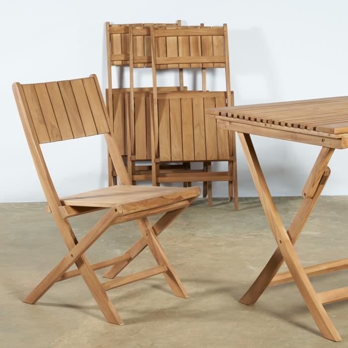 Ensemble table et chaises de jardin en teck - Wanda collection
