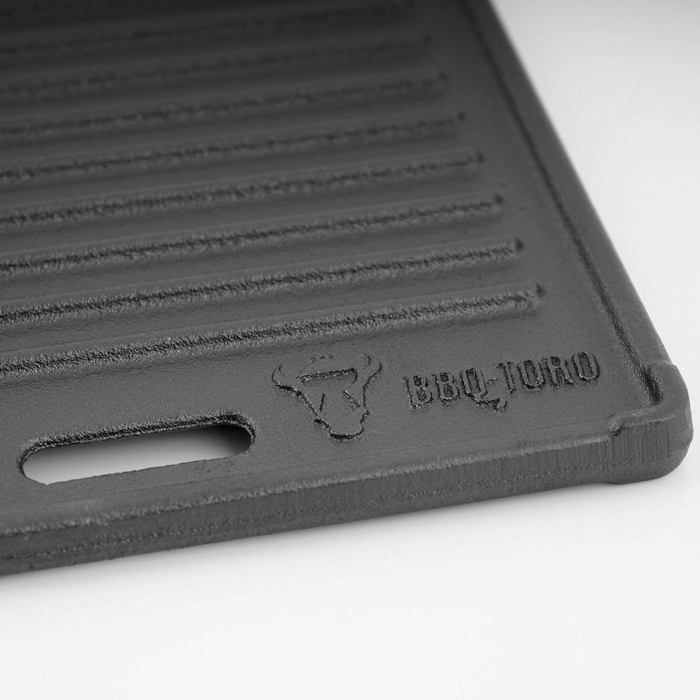 Plaque Fonte Réversible 45x22 Cm – Poignées Antidérapantes – Pour Barbecue Gaz, Induction, Feu De Camp – Fabrication Colombienne, Qualité Pro