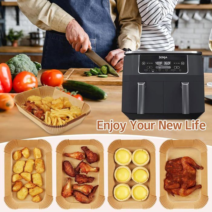 225 Pièces Papier Cuisson Pour Ninja Foodi Air Fryer 20.5x14cm - Feuilles Sulfurisé Rectangulaires AF300EU AF400EU