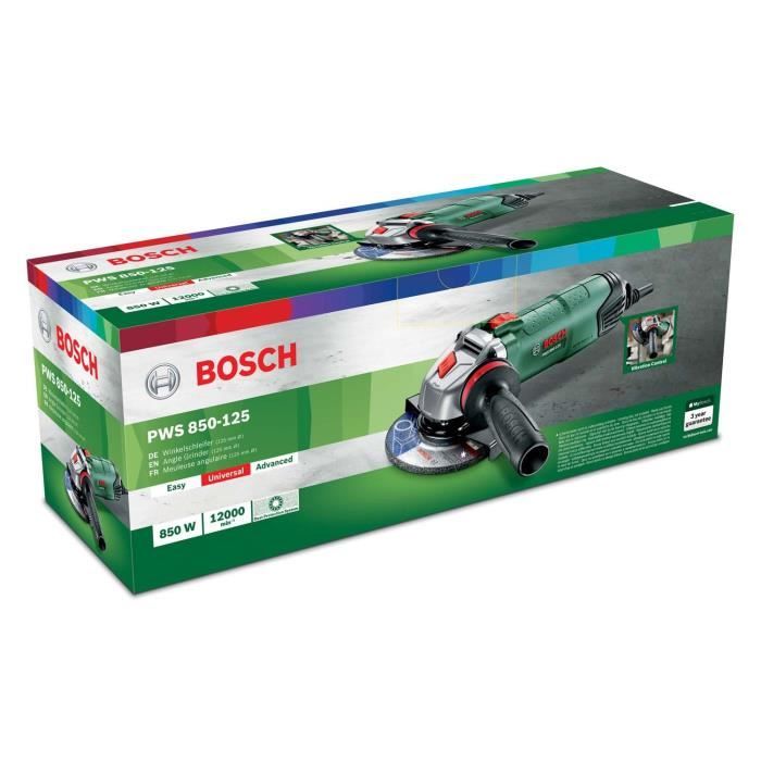 Bosch - Meuleuse d'angle BOSCH PWS 850-125 + 2 Accessoires + 1 boîte a  outils SystemBox - Meuleuses - Rue du Commerce