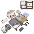 Kono Set de 4 Valises de Voyage Rigide Bagage Cabine 55cm avec Portable Vanity Case + Pliable Sac de Voyage pour Sport, Blanc Crème-5