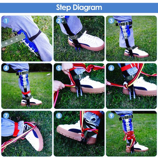 Kit De Pointes D'escalade D'arbres Réglables 38-50 Cm – Acier épaissi, 2 Pointes Ou 1 Pointe, Avec Gants Et Sangles, Capacité 100 Kg