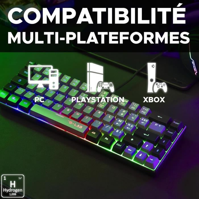 The G-Lab Keyz Hydrogen, gaming toetsenbord 60%, semi-mechanisch The G-Lab Keyz Hydrogen, gaming toetsenbord 60%, semi-mechanisch