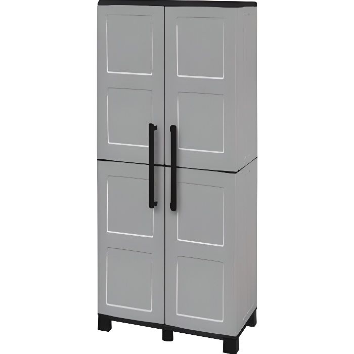 TOOD Armoire de rangement haute en résine 3 tablettes avec porte balai