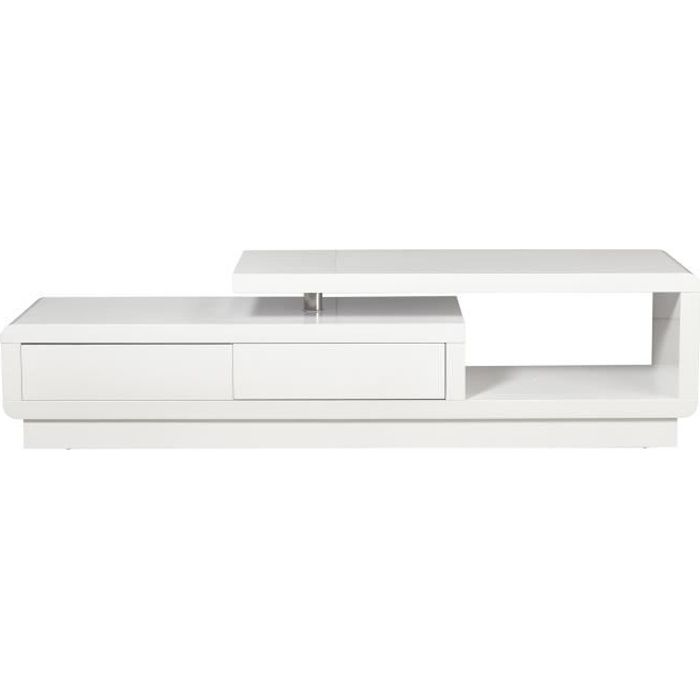 MERCURY Meuble TV contemporain laqué blanc brillant - L 180 cm