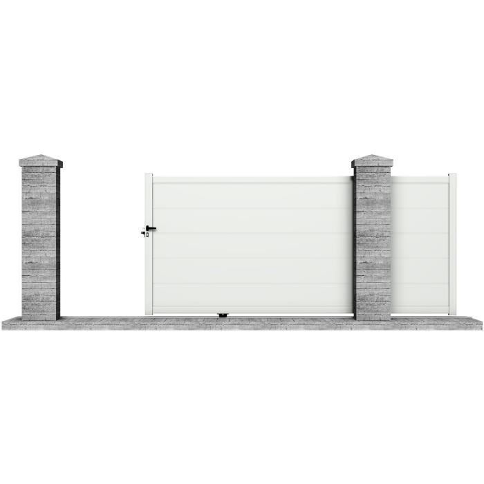 Portail coulissant manuel aluminium PITON Blanc - L377 x H170 cm CLOTURA