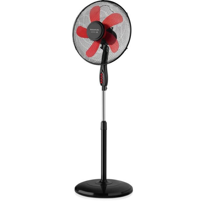 TAURUS PONENT 16 CR Ventilateur sur pied 41 watts - 5 hélices - 3 vitesses - Oscillant - Noir et rouge