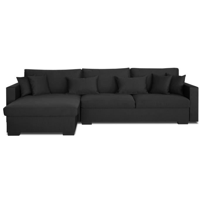 MALMA Canapé d'angle réversible convertible 5 places + Coffre de rangement - Tissu gris anthracite - L 290 x P 103 - 173 cm