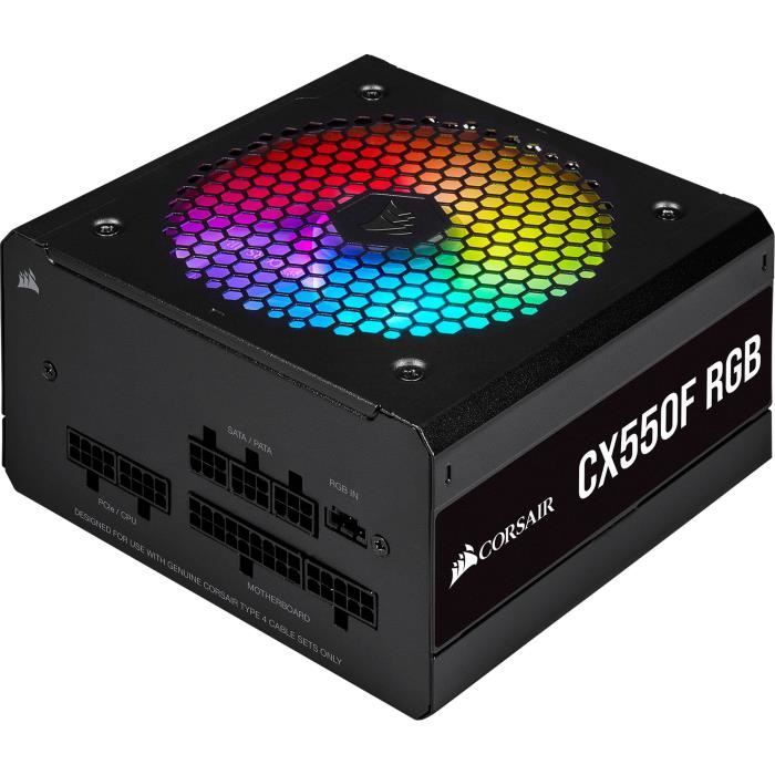 CORSAIR Alimentation PC - CX RGB Series CX550F - 550W - 80 PLUS Bronze - Modulaire - Noire (CP-9020216-EU)