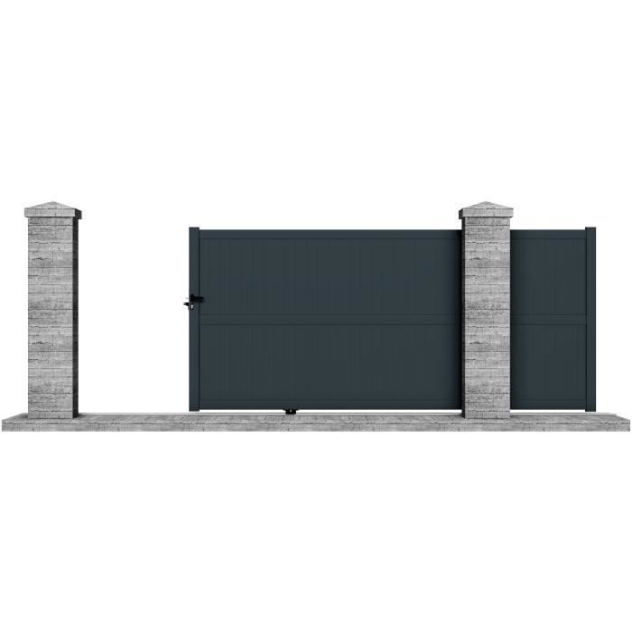 Portail manuel coulissant aluminium Telica 3,5m gris - CLOTURA
