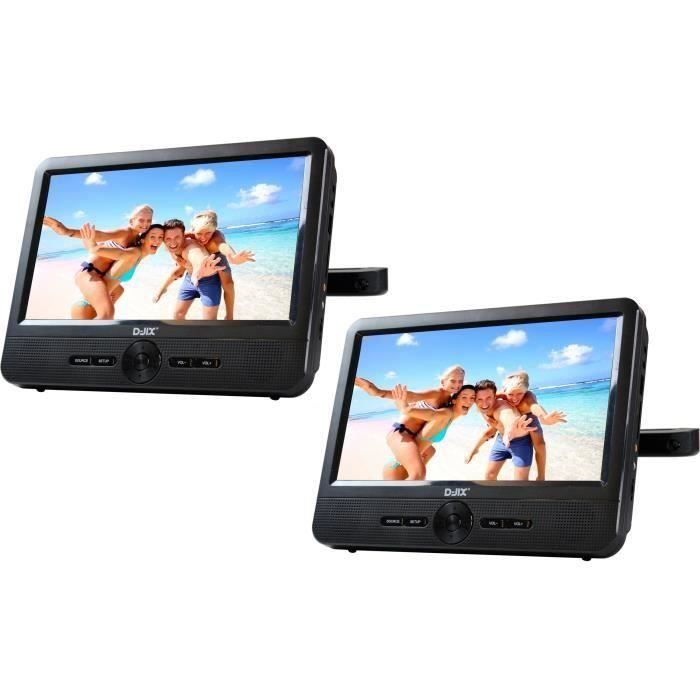 D-JIX PVS 706-50SM Lecteur DVD portable 7- Double écran + Supports appui-tête