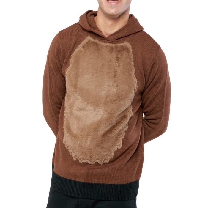 Pull de Noël Cerf à Capuche Marron Homme