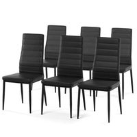 Lot de 6 chaises - BAÏTA - Gamme SAM - Simili noir pieds métal noir - L 50 x P 41,5 x H 96 cm