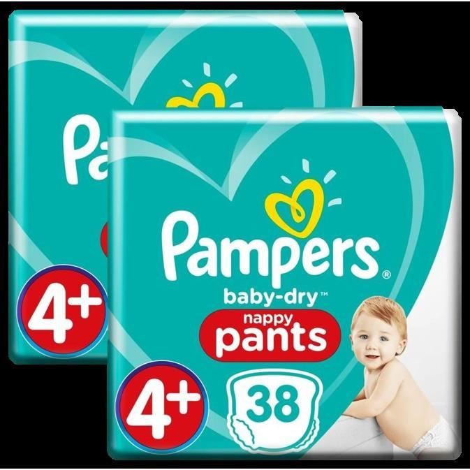 Couches Pampers Baby-Dry Pants Géant Taille 4+ x38 - Lot de 2