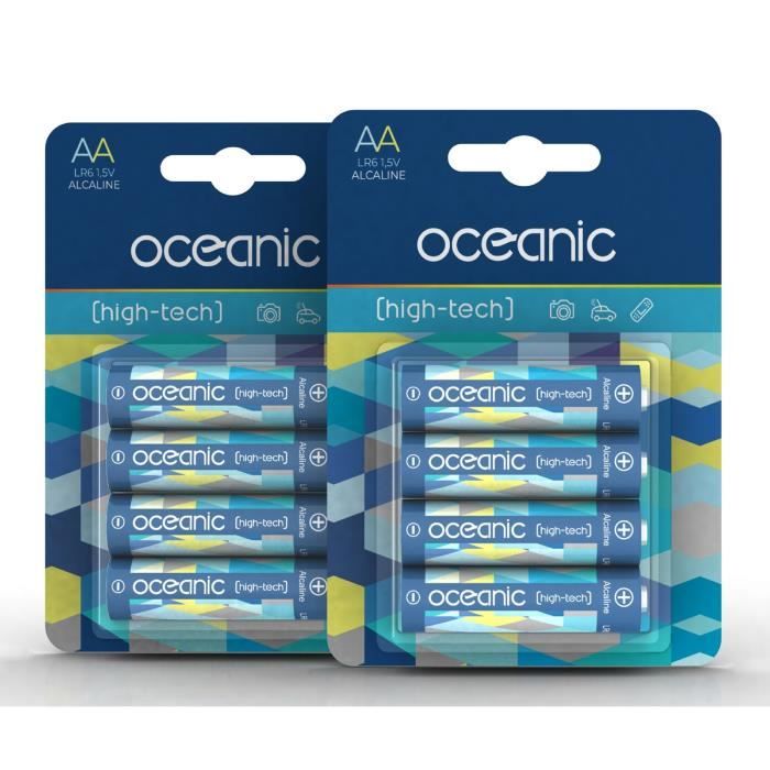 8 Piles Oceanic 2 packs de 4 piles Alcalines LR06/AA 1.5V High-Tech