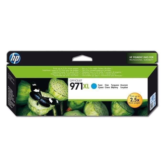 HP 971XL Cartouche dencre cyan grande capacité authentique (CN626AE) pour HP Officejet Pro X451/X476/X551/X576