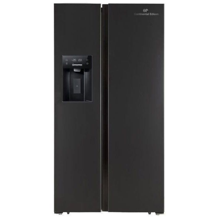 Réfrigérateur américain - CONTINENTAL EDISON - CERANF556B1 - Distributeur eau / glaçons - Classe E - 911 x 706 x 178 cm - Noir