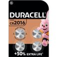 Piles boutons au lithium Duracell spéciales 2016 3V, lot de 4 (DL2016/CR2016)-0