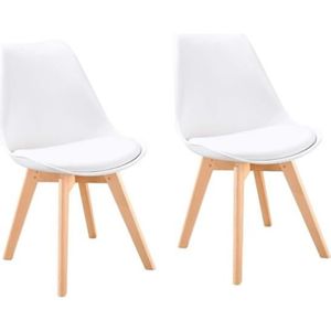 CHAISE BJORN Lot de 2 chaises de salle à manger - Simili blanc - Scandinave - L 48 x P 57 cm