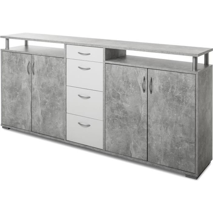 MAXIMO Buffet bas classique blanc - L 208 cm - Cdiscount Maison
