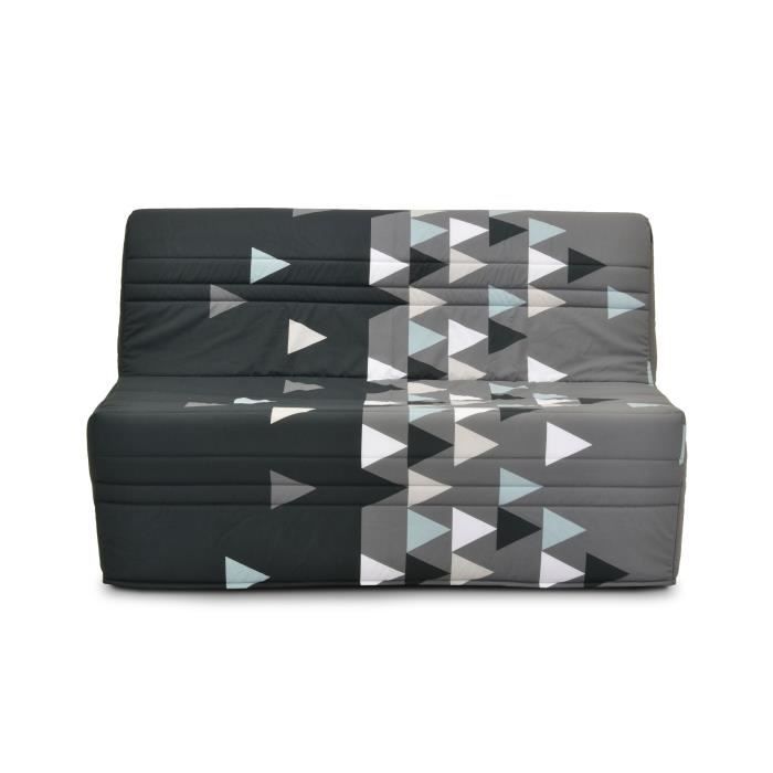 Banquette-lit BZ - JOE - Tissu Gris et noir - 2 places - L143 x P97 x H89cm - Matelas 9cm