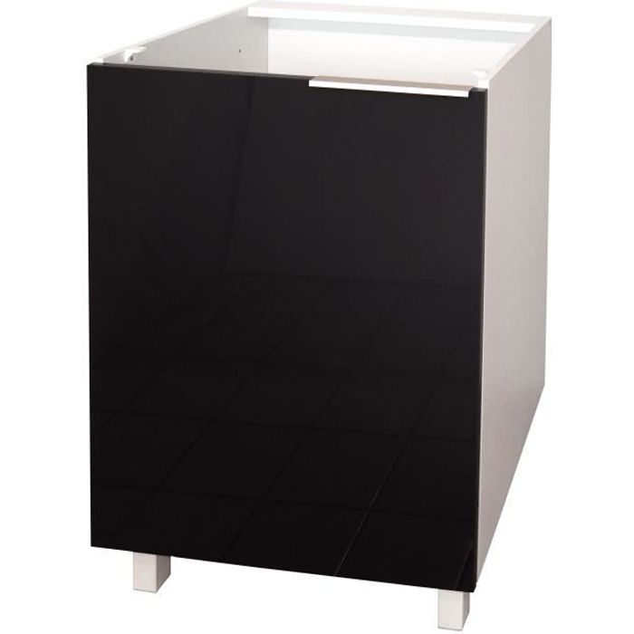 pop meuble bas de cuisine l 60 cm - noir brillant