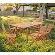 Ensemble repas de jardin 4-6 personnes - Eucalyptus FSC - Table extensible 120/180 x 80 cm + 6 chaises pliantes-1