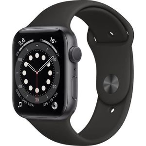 MONTRE CONNECTÉE Apple Watch Series 6 GPS - 44mm Boîtier aluminium Gris Sidéral - Bracelet Noir (2020) - Reconditionné - Excellent état
