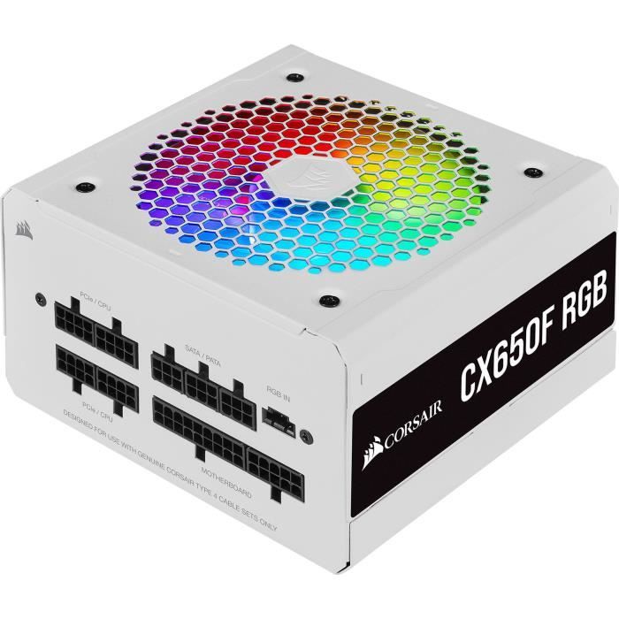 CORSAIR Alimentation PC - CX RGB Series CX650F - 650W - 80 PLUS Bronze - Modulaire - Blanche (CP-9020226-EU)