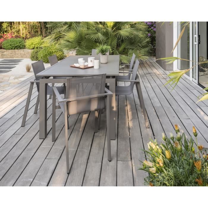 DCB GARDEN Table ZaharaTB240 + 6 fauteuils empilables ZaharaFT Cdiscount Jardin