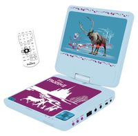 Lecteur DVD portable avec écran rotatif 7""et port USB, écouteurs Reine des Neiges