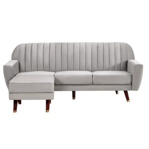 Canapé Droit Convertible 3 Places 2 Poufs Karl