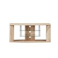 Meuble TV en bois décor sonoma naturel - Etagère en verre - L 119 x P 39,5 x H 50 cm-2