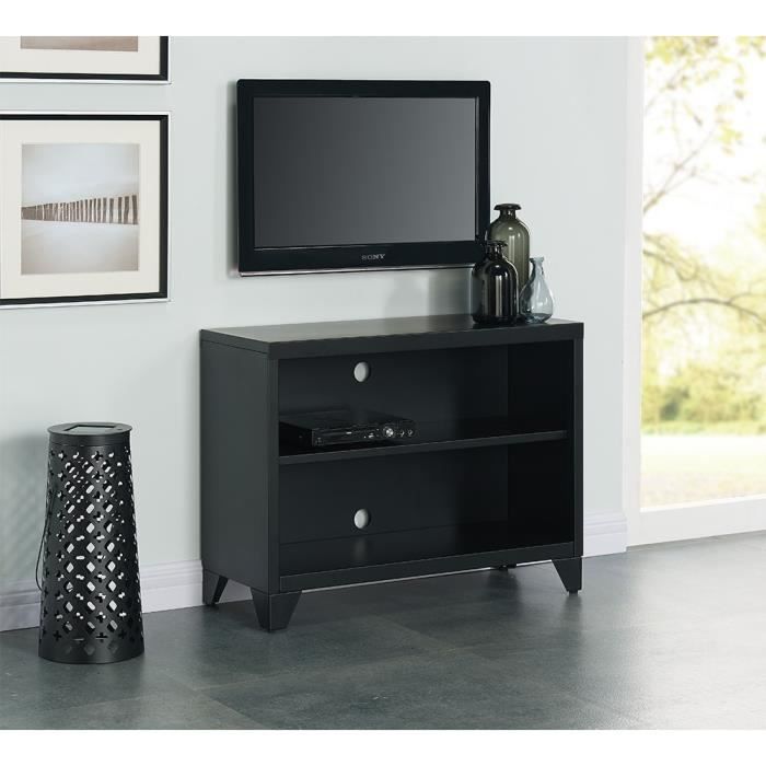 CAMDEN Meuble TV En M tal 80 Cm Noir Laqu Cdiscount Maison CAMDEN Meuble TV En M tal 80 Cm Noir Laqu Cdiscount Maison