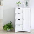 Meuble De Salle De Bain En Bois Avec 1 Placard Et 4 Tiroirs Avec